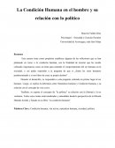 La Condición Humana en el hombre y su relación con lo político