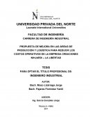 PROPUESTA DE MEJORA EN LAS ÁREAS DE PRODUCCIÓN Y LOGÍSTICA PARA REDUCIR LOS COSTOS OPERATIVOS DE LA EMPRESA CREACIONES NIHJARDI – LA LIBERTAD