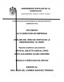 Alta direccion de empresas. Análisis del área de ventas de la arrendadora “El nene”