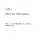 Mesa portátil integrada en sombrilla de playa