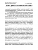 ¿Cómo aplicar la Filosofía en las Clases?
