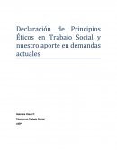 Declaración de Principios Éticos en Trabajo Social y nuestro aporte en demandas actuales