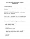 EPISTEMOLOGÍA Y CIENCIAS ESPECIALES: INTRODUCCIÓN