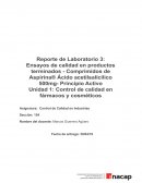 Laboratorio de Ácido acetíl salicílico