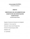 “IMPORTANCIA DE LOS ELEMENTOS QUE CONSTITUYEN UNA INVESTIGACIÓN CUANTITATIVA”