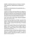 DISEÑO Y CONSTRUCCION DE UN TÚNEL DE VIENTO PARA ANÁLISIS DE VIBRACIONES EN MODELAJE A ESCALA