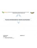 PLAN DE INTERVENCIÓN EN TERAPIA OCUPACIONAL