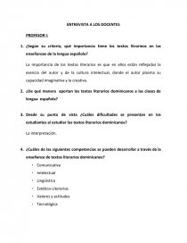 ENTREVISTA A LOS DOCENTES. Página 1