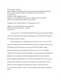 APELACION CONTRA SENTENCIA ABSOLUTORIA ROBO CON VIOLENCIA. Página 1