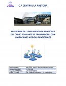 PROGRAMA DE CUMPLIMIENTO DE FUNCIONES DE TRABAJOS POR TRABAJADORES CON LIMITACIONES MEDICAS