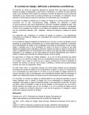 El contrato de trabajo, definición y elementos constitutivos