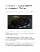 Como usar el comando SHUTDOWN en el apagado de Windows