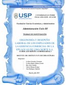 ERGONOMIA Y DESEPEÑO LABORAL DE LOS EMPLEADOS DE LA GERENCIA COMERCIAL DE LA EMPRESA PRESTADORA DE SERVICIOS DE SANEAMIENTO AGUAS DE LIMA NORTE S.A