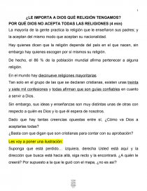 LE IMPORTA A DIOS QUE RELIGION TENGAMOS. Página 1