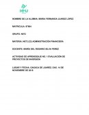 Actividad. Evaluación de proyecto de inversión