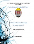 Análisis de las Variables de Honduras En los años 2014 -2019