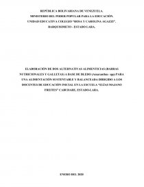 ELABORACIÓN DE DOS ALTERNATIVAS ALIMENTICIAS (BARRAS NUTRICIONALES Y GALLETAS). Página 1