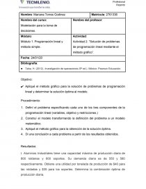 Actividad 2. “Solución de problemas de programación lineal mediante el método gráfico”. Página 1