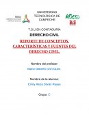 REPORTE DE CONCEPTOS, CARACTERÍSTICAS Y FUENTES DEL DERECHO CIVIL