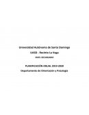 Esquema de planificación anual de la Unidad de Orientación y Psicología