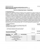 POLÍTICA PRESUPUESTARIA Y FINANCIERA