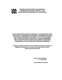 ESTRATEGIAS PEDAGÓGICAS DIRIGIDAS A LOS DOCENTES PARA FACILITAR LA INTEGRACIÓN DE PADRES Y REPRESENTANTES EN FUNCIÓN DEL DESARROLLO INTEGRAL DE LOS (AS) ALUMNAS. Página 1