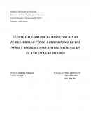 EFECTO CAUSADO POR LA DESNUTRICIÓN EN EL DESARROLLO FÍSICO Y PSICOLÓGICO DE LOS NIÑOS Y ADOLESCENTES A NIVEL NACIONAL EN EL AÑO ESCOLAR 2019-2020