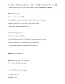 EL CLIMA ORGANIZACIONAL COMO FACTOR FUNDAMENTAL EN EL FUNCIONAMIENTO DE LAS EMPRESAS; CASO: ALARM SYSTEM S.A.S. Página 1