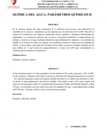 LABORATORIO 5 QUÍMICA DEL AGUA PARÁMETROS QUÍMICOS II. Página 1