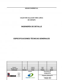 ESPECIFICACIONES TÉCNICAS GENERALES COLECTOR CALLEJON TORO LORCA. Página 1
