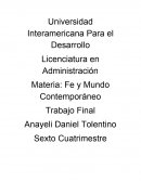 Trabajo Final Fe y Mundo Contemporaneo