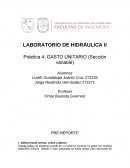 LABORATORIO DE HIDRÁULICA II Práctica 4: GASTO UNITARIO (Sección variable)