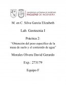 Práctica 2: “Obtención del peso específico de la masa de suelo y el contenido de agua”