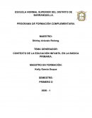 CONTEXTO DE LA EDUCACIÓN INFANTIL EN LA BÁSICA PRIMARIA