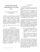 Calculo del costo de mantenimiento Col-Italia S.A