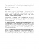 Colombia será la sede del Foro Económico Mundial para América Latina el próximo año