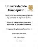 Proyecto: Balance de materia en la aplicación de métodos numéricos