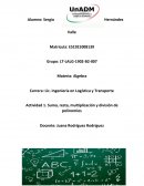 Actividad Suma, resta, multiplicación y división de polinomios