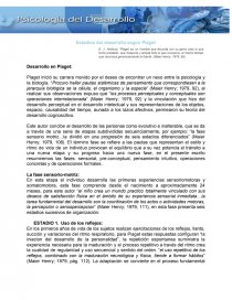 Estadios del desarrollo según Piaget. Página 1