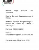 Actividad de Aprendizaje: La política de Estado en Ciencia y Tecnología