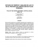 ESTUDIO DE TIEMPOS Y ANALISIS DE LAS 5´S EN EL PROCESO DE CONFECCIÓN DE FAJAS ROMANZA