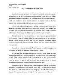 Reporte ready player one. Página 1