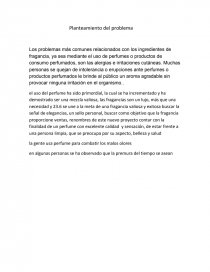 Formulación del problema Hacer un perfume (sin terminar). Página 1