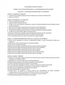 CUESTIONARIO HISTORIA DE MEXICO TERCER GRADO TELESECUNDARIA. Página 1