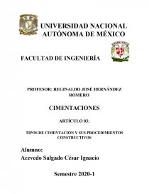 TIPOS DE CIMENTACIÓN Y SUS PROCEDIMIENTOS CONSTRUCTIVOS. Página 1