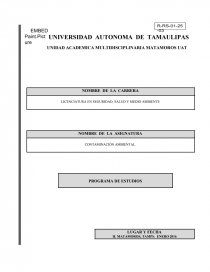 CONTAMINACIÓN AMBIENTAL. PROGRAMA DE ESTUDIOS. Página 1