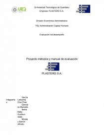Proyecto métodos y manual de evaluación PLASTERD S.A. Página 1