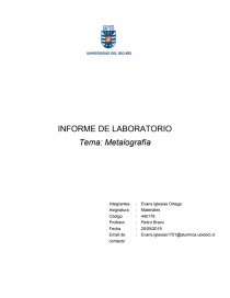 INFORME DE LABORATORIO Tema: Metalografía. Página 1