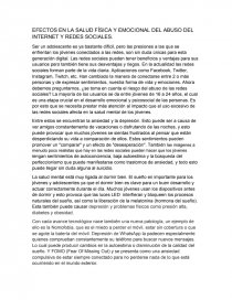 EFECTOS EN LA SALUD FÍSICA Y EMOCIONAL DEL ABUSO DEL INTERNET Y REDES SOCIALES. Página 1