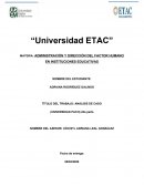Administración y dirección del factor humano en instituciones educativas